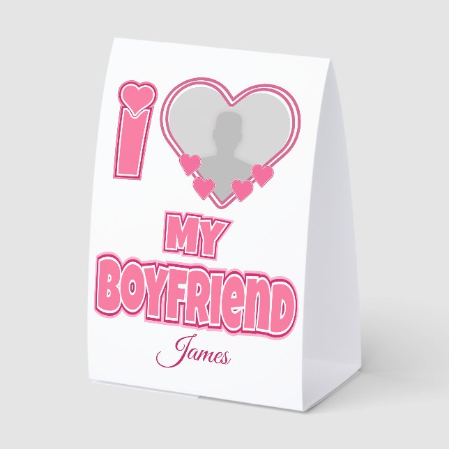 Plaque De Table Custom I Love My Boyfriend - Ajouter photo et nom (Recto)