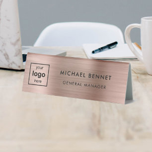 Plaque De Table Custom Logo Rose Gold Professional Business