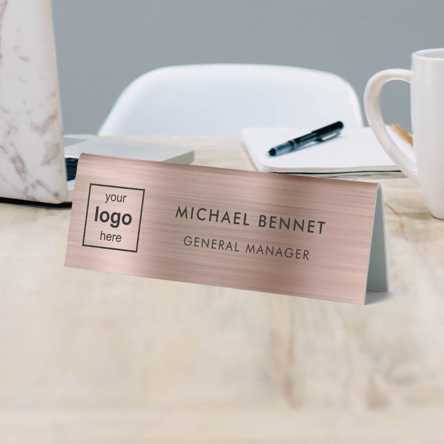 Plaque De Table Custom Logo Rose Gold Professional Business (Créateur téléchargé)