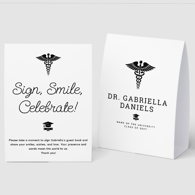 Plaque De Table Custom Medical School Graduation Guest Book  (Recto/Verso)