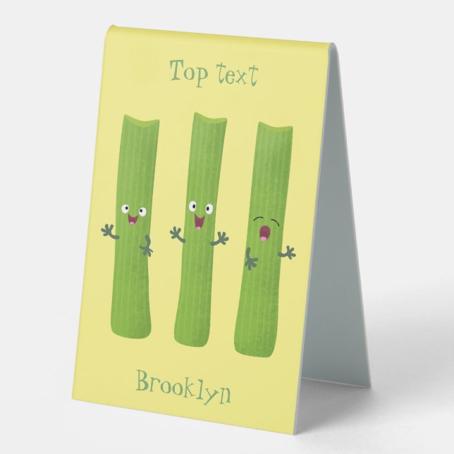 Plaque De Table Cute céleri bâtons trio caricature légumes (Recto)