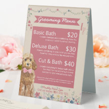 Cute Floral Aquarelle Chien Grooming Services Menu