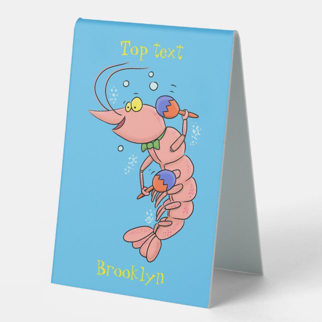 Plaque De Table Cute happy shrimp, dessin animé de crevettes (Recto)