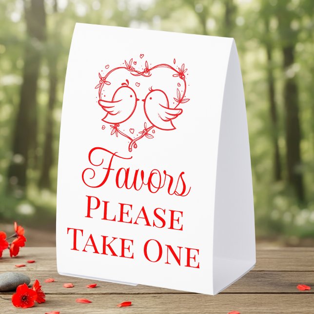 Plaque De Table Cute Lovebirds Boho Red Heart Wedding Favors (Créateur téléchargé)