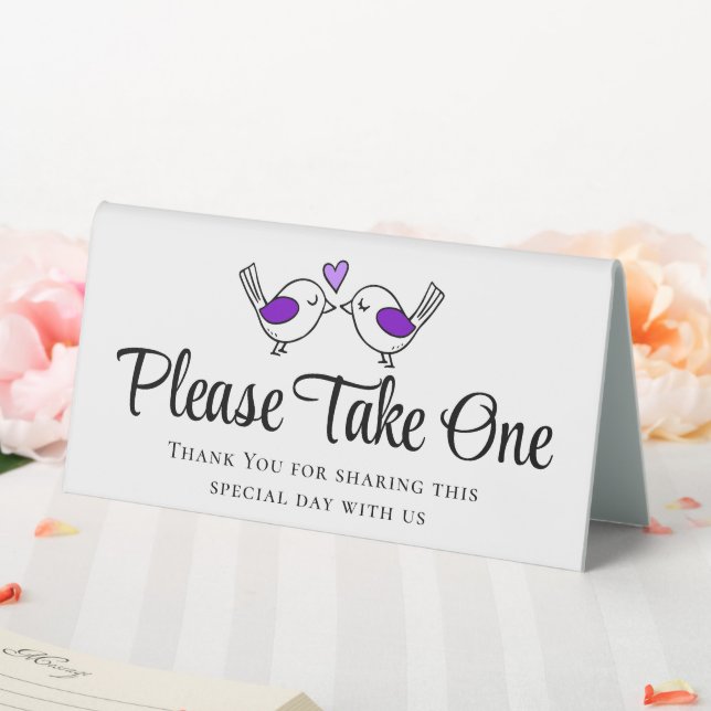 Plaque De Table Cute Lovebirds Violet Inséparables Mariage Faveurs (In SItu (Mariage))