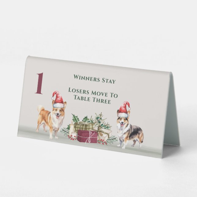 Plaque De Table Cute Santa Corgis Table One Bunco Table Tent (Recto)