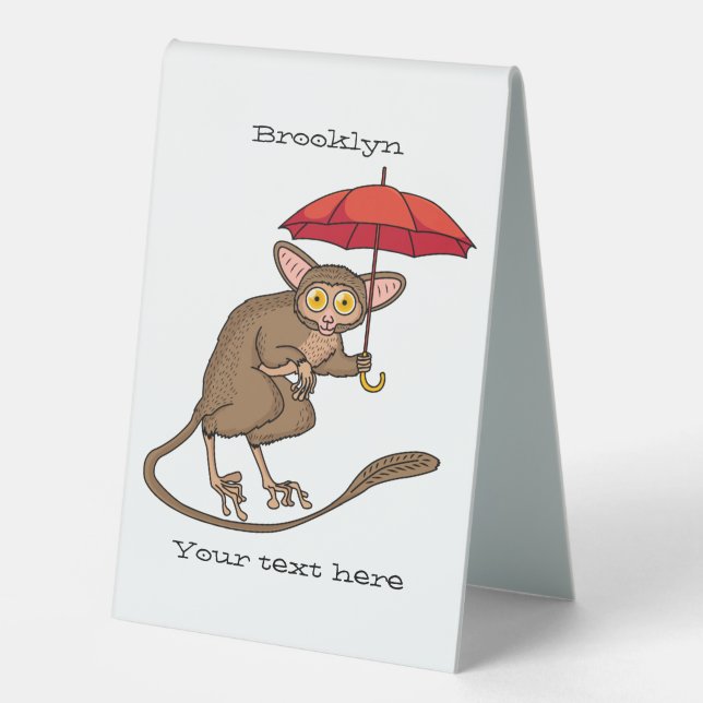 Plaque De Table Cute Tarsier avec dessin animé parapluie (Recto)