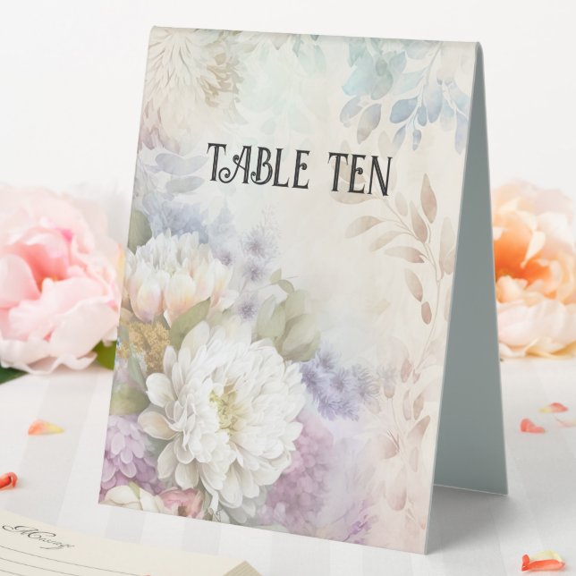 Plaque De Table Dahlias blanc et violet (In SItu (Mariage))