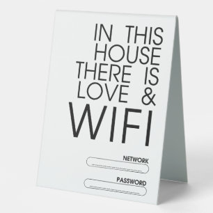 Plaque De Table Dans cette maison il y a l'amour et WiFi