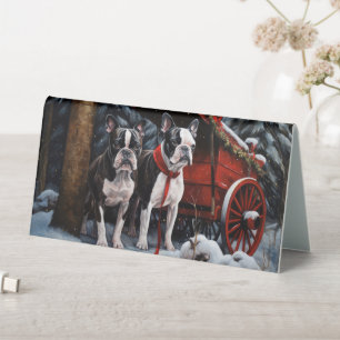 Plaque De Table Décor de Noël de traîneau enneigé de Terrier de Bo