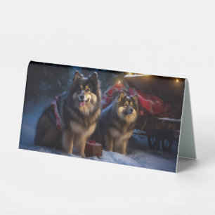 Plaque De Table Décor de Noël Lapphund Snowy Sleigh