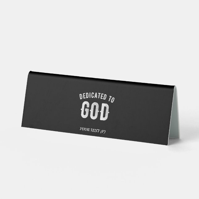 PLAQUE DE TABLE DÉDIÉ À DIEU TEXTE BLANC PERSONNALISABLE (Recto)