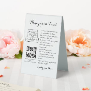 Plaque De Table Demande de fonds de lune de miel mariage QR CODE E