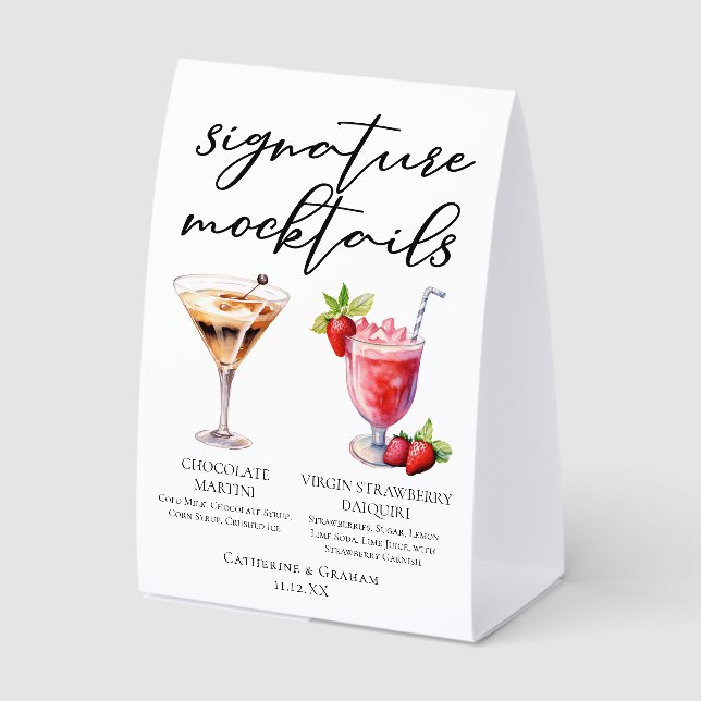 Plaque De Table Dessert Mocktails Martini au Chocolat Fraise (Recto)