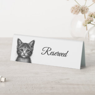 Plaque De Table Dessin adorable de Jeune Chat Texte personnalisé
