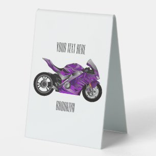 Plaque De Table Dessin de moto de sport violet