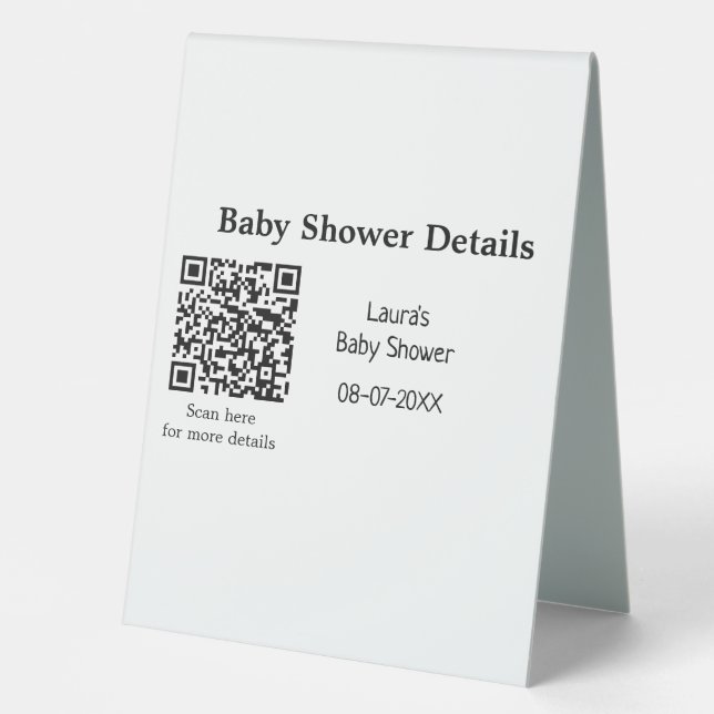 Plaque De Table DÉTAILS DU baby shower QR SCAN CODE RU MODERNE MIN (Recto)