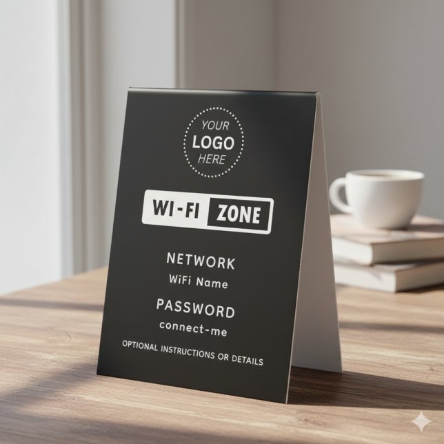 Plaque De Table Détails du réseau WiFi et du mot de passe du logo  (Créateur téléchargé)