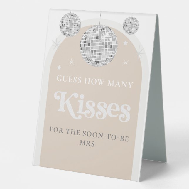 Plaque De Table Devinez combien de baisers Disco Ball Fête des mar (Recto)