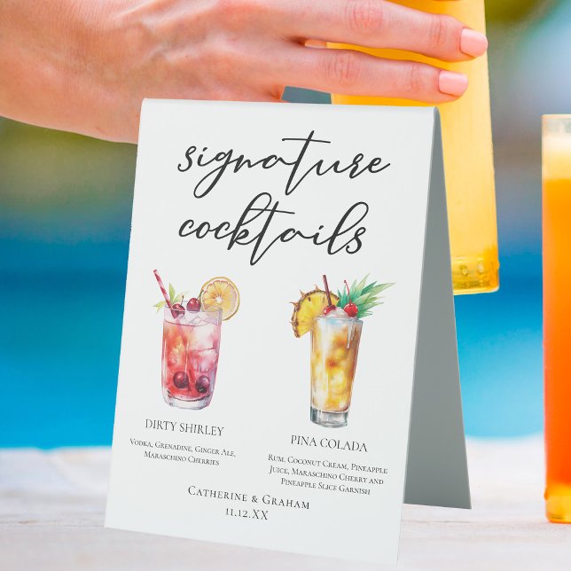 Plaque De Table Dirty Shirley Piña Colada Signature Cocktails Menu (Créateur téléchargé)