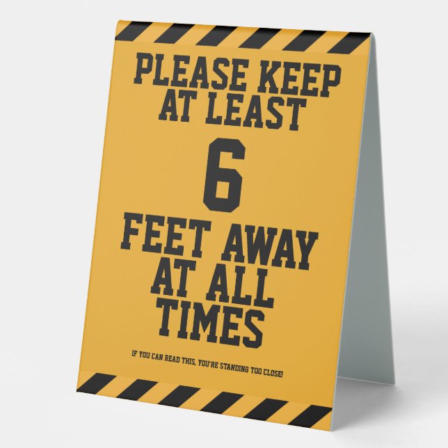 Plaque De Table Distances sociales de six pieds (Recto)