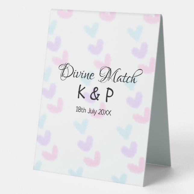 Plaque De Table Divine match ajouter nom de couple lettre motif co (Recto)