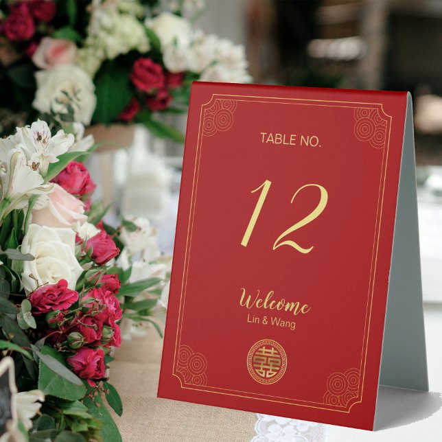 Plaque De Table Double Bonheur Mariage chinois Panneau de tente (Créateur téléchargé)