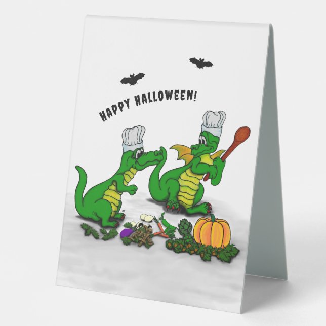 Plaque De Table Dragons - Joyeux Halloween ! Aujourd'hui je vais c (Recto)