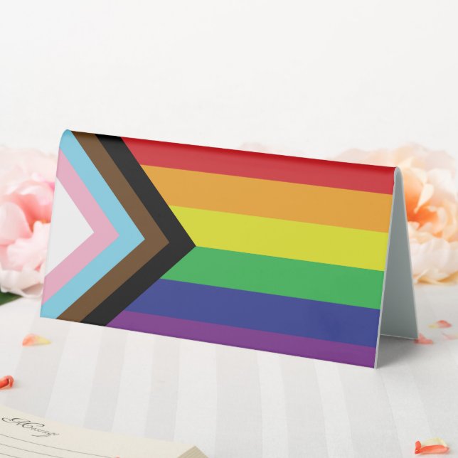 Plaque De Table Drapeau progressiste LGBTQIA (In SItu (Mariage))