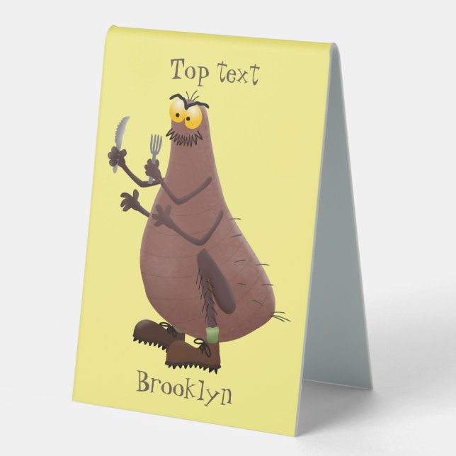 Plaque De Table Drôle affamé pulette affamée dessin animé (Recto)