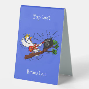 Plaque De Table Drôle cockatoo jouant de la guitare rock dessin an