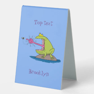 Plaque De Table Drôle dessin animé de grenouille et mouche