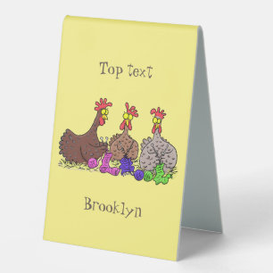 Plaque De Table Drôle dessin animé de poulets de tricot