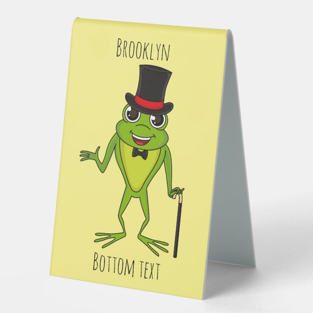 Plaque De Table Drôle grenouille avec chapeau dessus dessin animé (Recto)