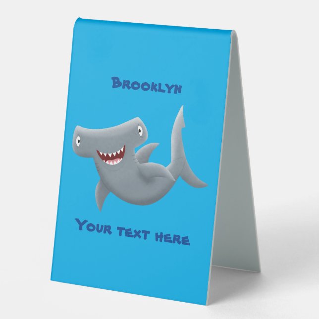 Plaque De Table Drôle mignon requin marteau dessin animé (Recto)