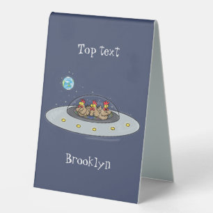 Plaque De Table Drôle poule dans l'espace dessin animé