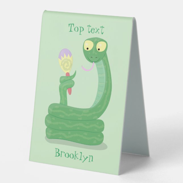 Plaque De Table Drôle serpent vert avec caricature maraca (Recto)