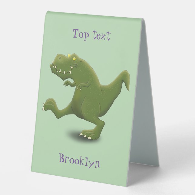 Plaque De Table Drôle T rex dinosaure dessin animé humour (Recto)