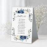 Plaque De Table Dusty Blue Navy Champagne Ivory Floral Table Tente<br><div class="desc">Tableau des sièges à mariage floral bleu foncé avec élégant bouquet de bleu marine, bleu royal, blanc, or, ivoire de champagne, rose couleur rousse, bourgeons floraux ranunculus et feuilles d'eucalyptus vert sauge et élégant bouquet d'aquarelle. Veuillez me contacter pour toute aide sur la personnalisation ou si vous avez besoin d'un...</div>
