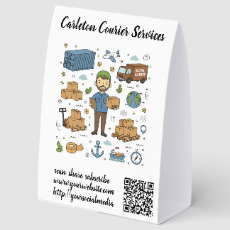 Plaque De Table Editable QR Code Courier Services Menu