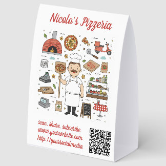 Plaque De Table Editable QR Code Pizza Restaurant Menu