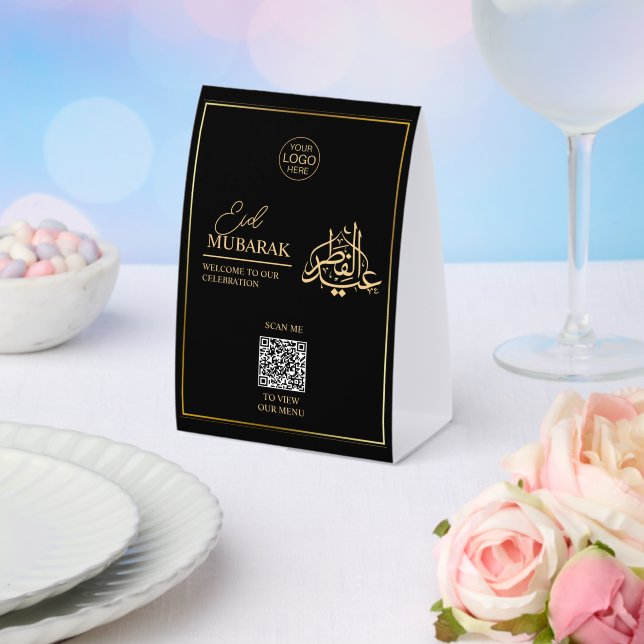 Plaque De Table Eid Mubarak Table Tent Sign with QR Code for Event (Insitu (mariage))