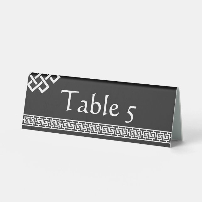 Plaque De Table Élégance chinoise sur un panneau de table noir (Recto)