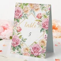 Élégance Fleurie Numéro de Table de Mariage