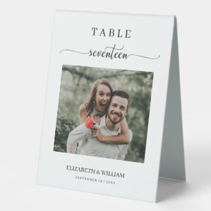 Plaque De Table Elegance Script Photo Mariage Table No Seventeen