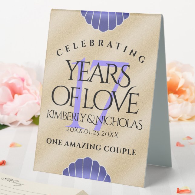 Plaque De Table Élégant 17ème anniversaire de Mariage des obus (In SItu (Mariage))