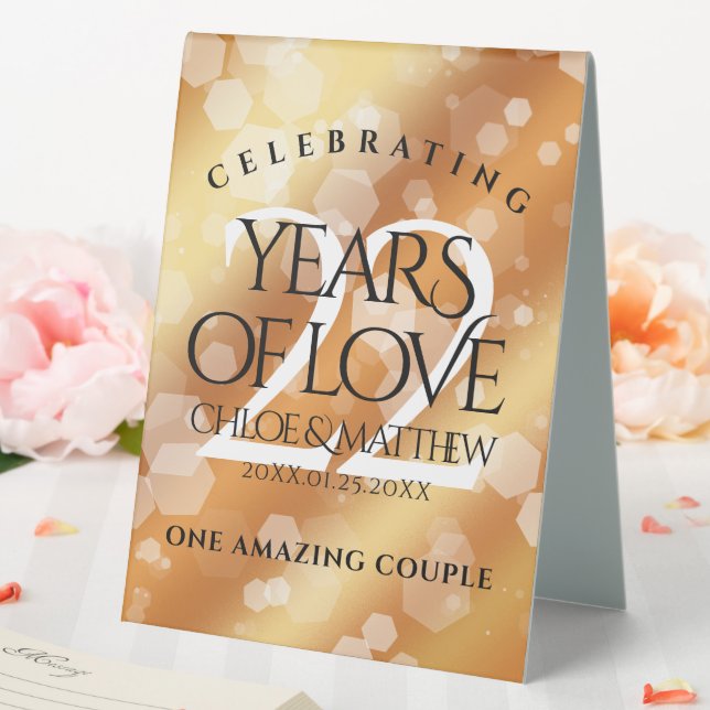 Plaque De Table Élégant 22e anniversaire de Mariage de cuivre (In SItu (Mariage))