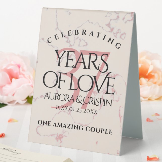 Plaque De Table Élégant 37e anniversaire du Mariage Alabaster (In SItu (Mariage))