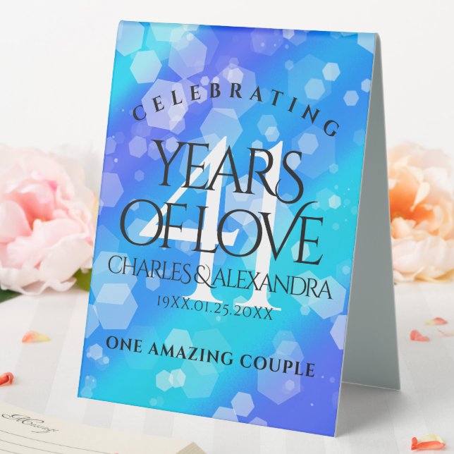 Plaque De Table Élégant 41ème anniversaire Mariage de Topaz Bleu (In SItu (Mariage))