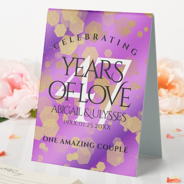 Plaque De Table Élégant 47e anniversaire du Mariage Améthyste (In SItu (Mariage))